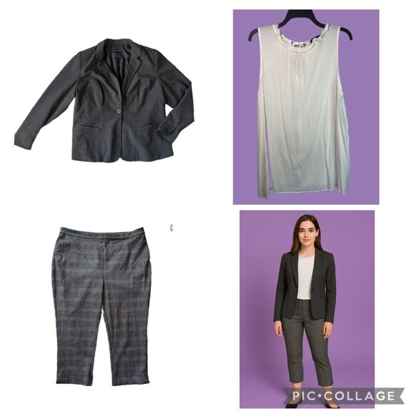 ModCloth plaid high rise crop pants GRAY SIZE 18 - Picture 4 of 10